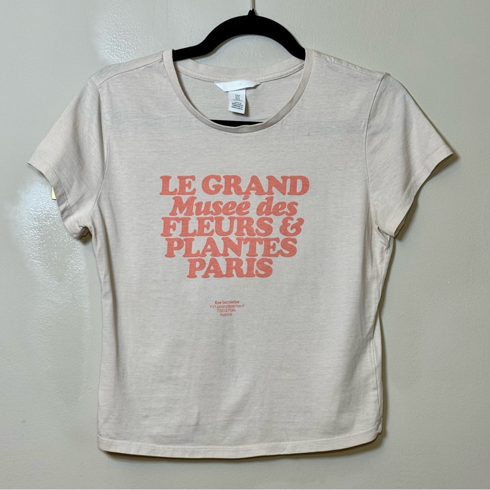 H&M Cream Tee with Pink Print
